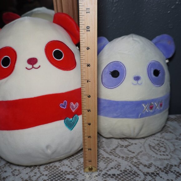 Squishmallows 12"  Prescott Purple Panda Penelope 15" Plush Red Panda Valentine - Picture 2 of 6
